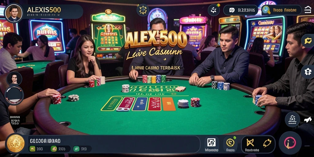 Tampilan gameplay ALEXIS500 yang menarik dengan dealer langsung.