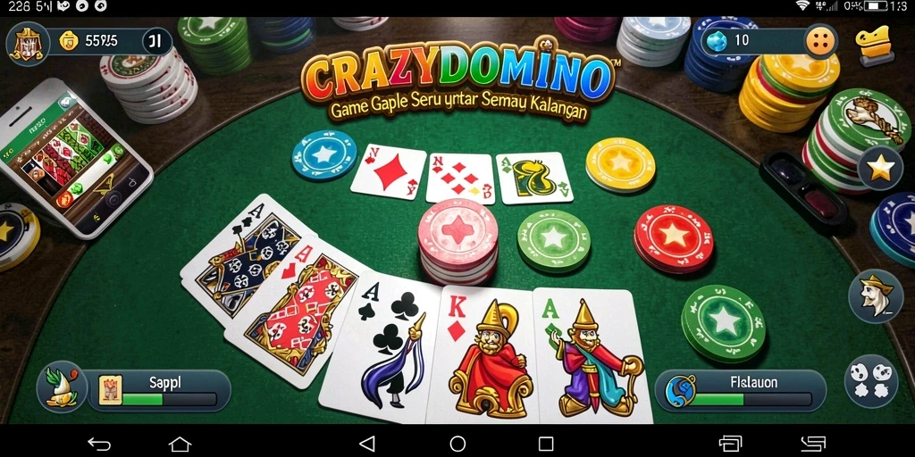 Tampilan gameplay seru dari CRAZYDOMINO yang menggugah semangat bermain Gaple.
