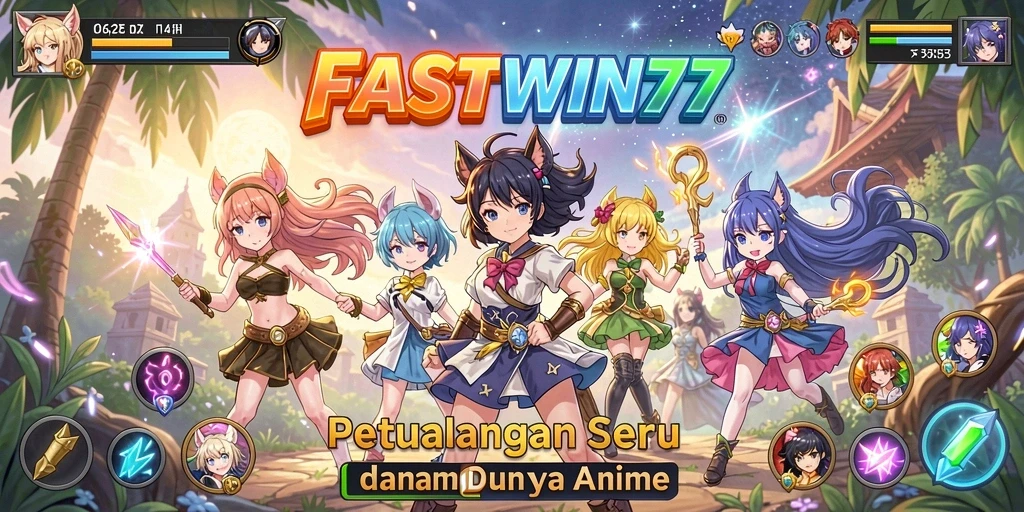 Screenshot dari gameplay FASTWIN77 menunjukkan aksi seru para karakter anime.