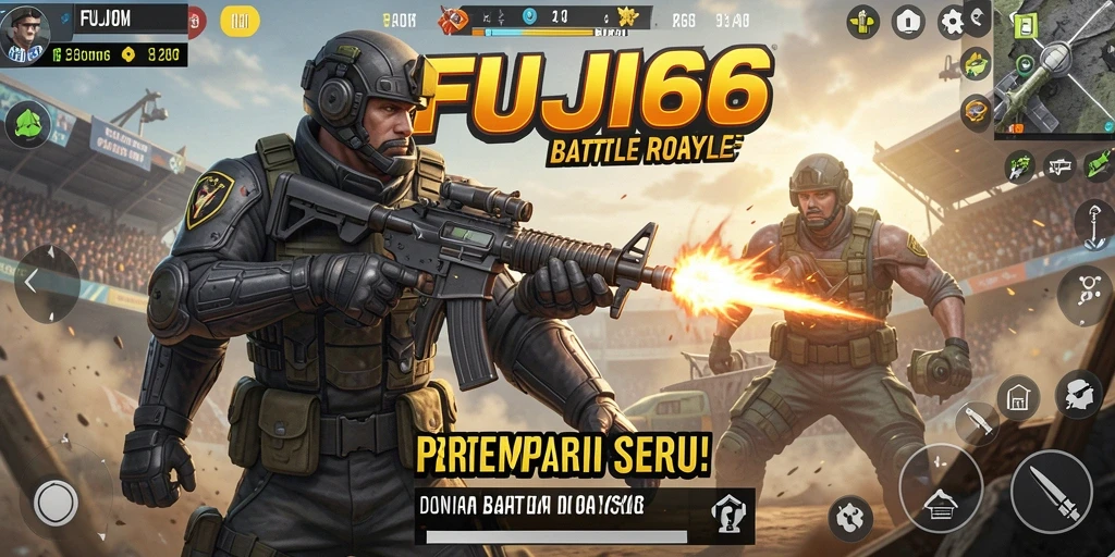 Tampilan menarik dari gameplay seru FUJI66 dalam pertempuran Battle Royale.