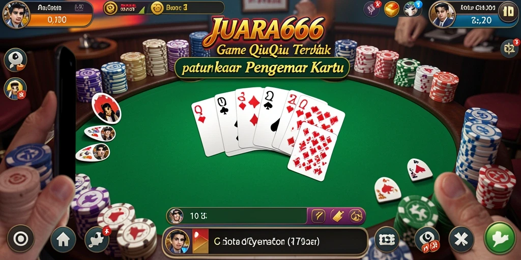 Screenshot utama JUARA666 menunjukkan aksi intens permainan QiuQiu.