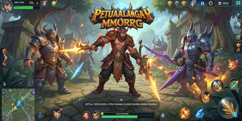 Screenshot gameplay KETUA menunjukkan pertarungan epik antar pemain dalam dunia MMORPG.