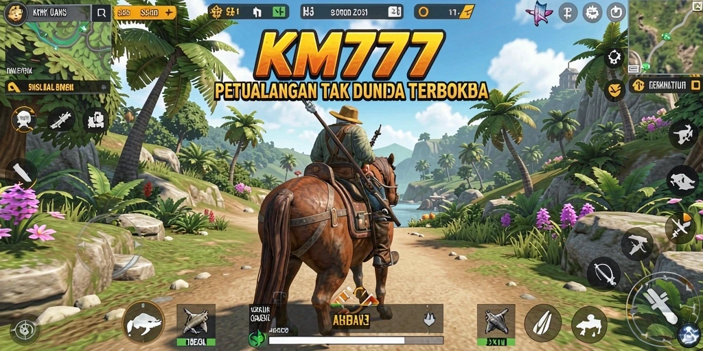 Tangkapan layar gameplay KM777 menampilkan dunia terbuka yang luas dan menakjubkan.