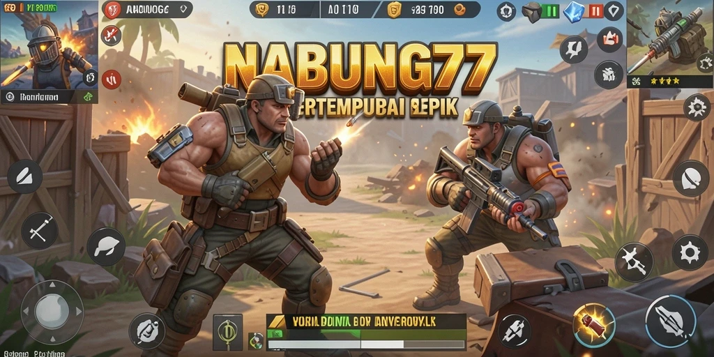 Tampilan gameplay seru dalam NABUNG77, peta luas dan bertempur dengan pemain lain.