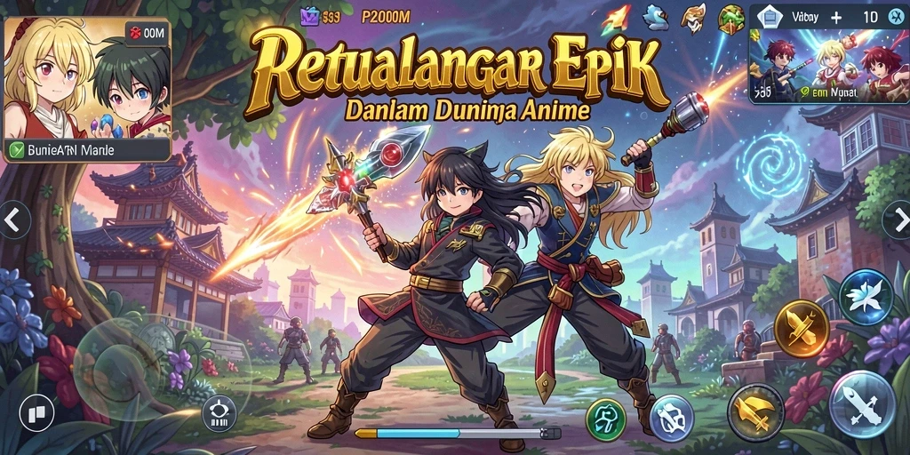 Screenshot gameplay P200M yang menarik dengan karakter anime.
