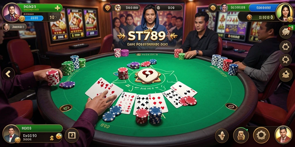 Tampilan gameplay poker yang seru dan menarik di ST789.