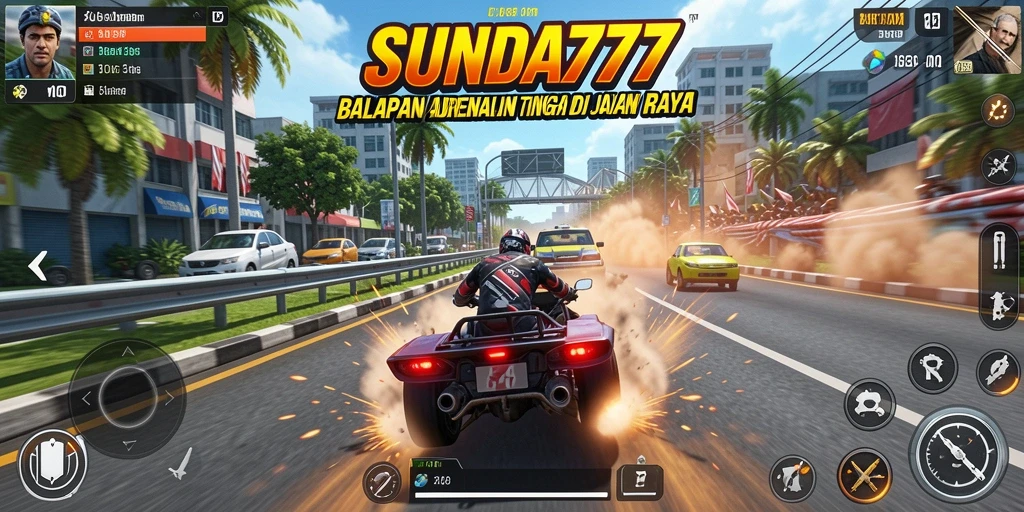 Screenshoot gameplay SUNDA777 yang menunjukkan aksi balapan mendebarkan.