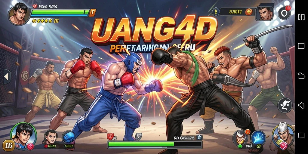 Screenshot gameplay UANG4D dengan aksi pertarungan yang intens.