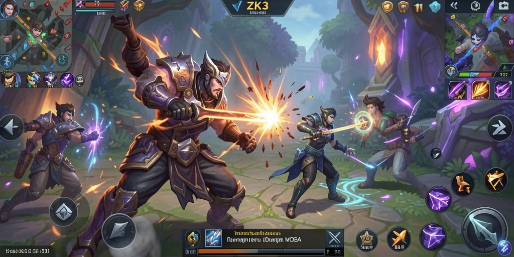 Screenshot menampilkan aksi seru gameplay MOBA di ZK3.
